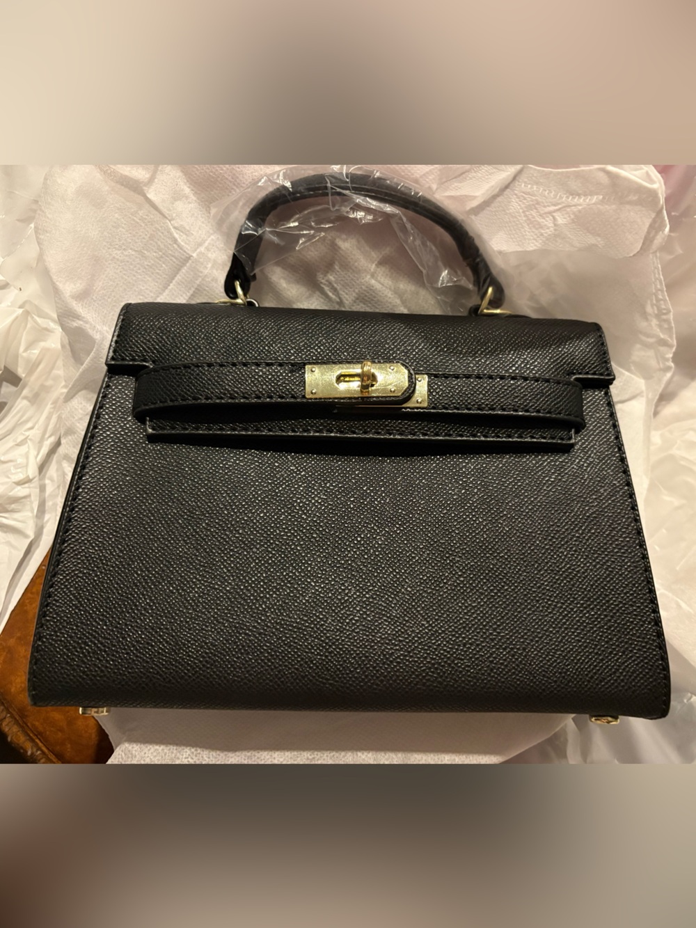Elegant mini Kelly Style Black Handbag